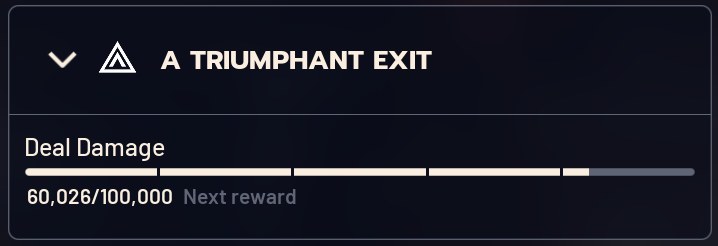 A Triumphant Exit po raidu: Deal Damage 60 026 / 100 000