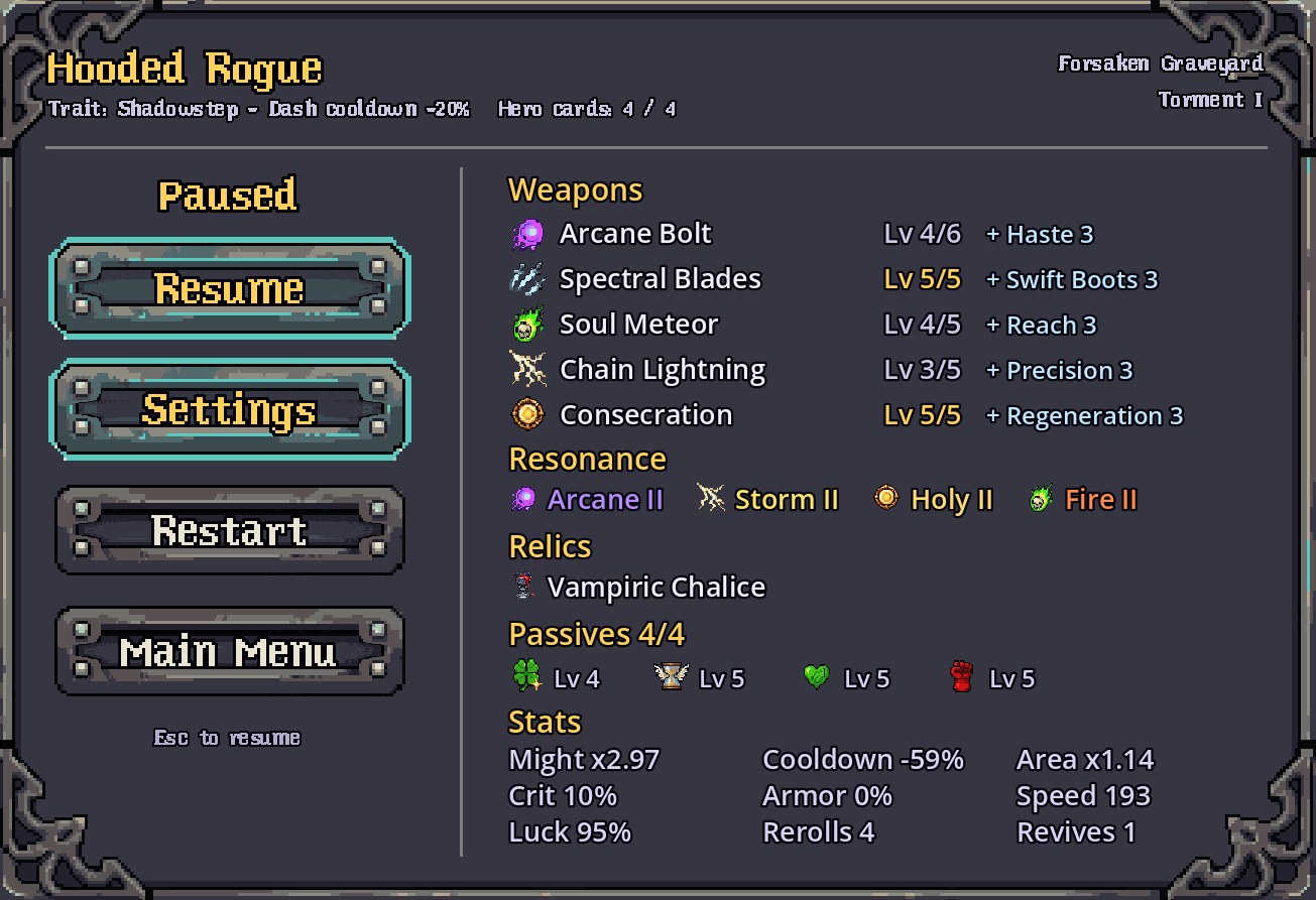 Pauza za Hooded Rogue: pět zbraní, v Resonance jen Arcane II, Storm II, Holy II a Fire II